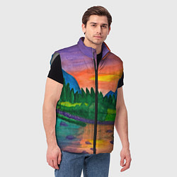 Мужской жилет Закат на реке, цвет: 3D-светло-серый — фото 2