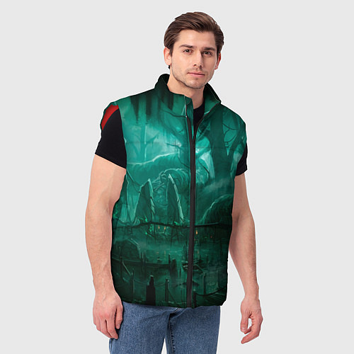 Мужской жилет Причал у болота / 3D-Красный – фото 3