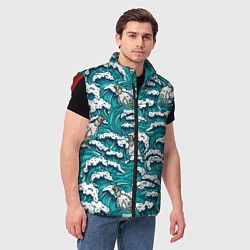 Мужской жилет Узор с волнами, цвет: 3D-красный — фото 2