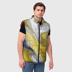 Мужской жилет Благородный серо-золотой мрамор, цвет: 3D-красный — фото 2