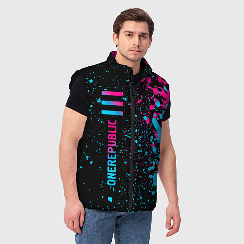 Мужской жилет OneRepublic - neon gradient: по-вертикали / 3D-Черный – фото 3