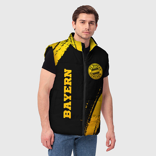 Мужской жилет Bayern - gold gradient: надпись, символ / 3D-Черный – фото 3