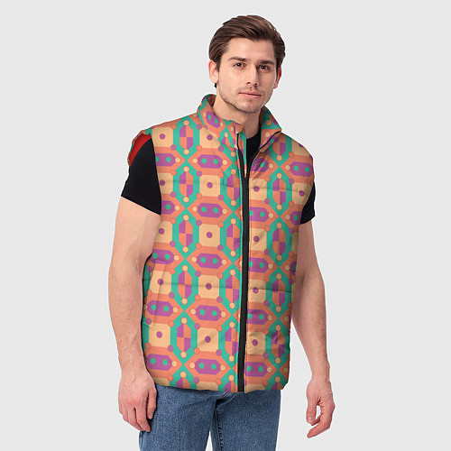 Мужской жилет Паттерн мозайка / 3D-Красный – фото 3