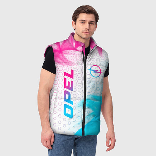 Мужской жилет Opel neon gradient style: надпись, символ / 3D-Черный – фото 3