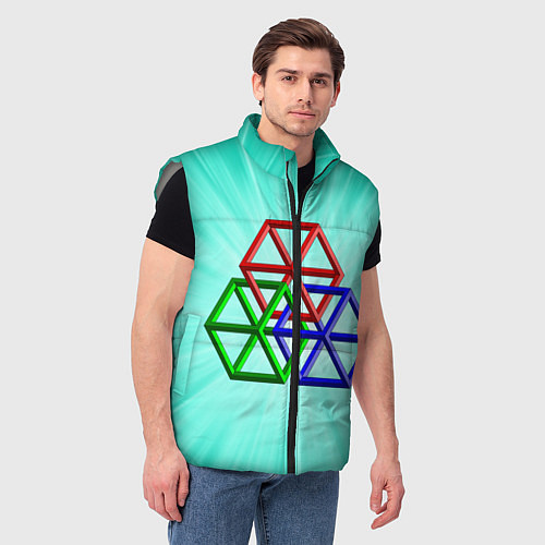 Мужской жилет Невозможная геометрия - оптическая иллюзия / 3D-Светло-серый – фото 3