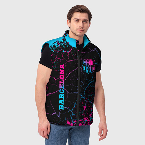 Мужской жилет Barcelona - neon gradient: надпись, символ / 3D-Черный – фото 3