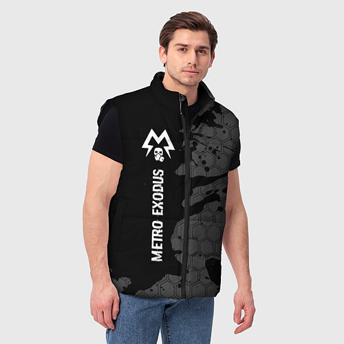 Мужской жилет Metro Exodus glitch на темном фоне: по-вертикали / 3D-Черный – фото 3