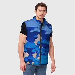 Мужской жилет Абстрактные синие тетраэдры, цвет: 3D-черный — фото 2