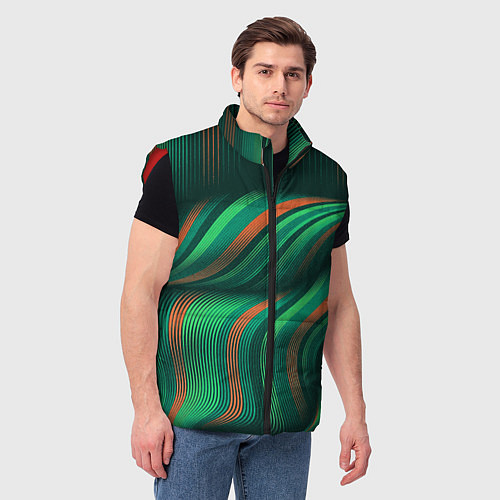 Мужской жилет Абстрактные объёмные полосы / 3D-Красный – фото 3