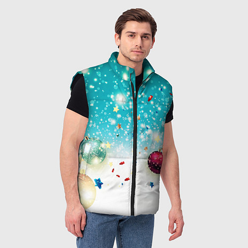 Мужской жилет Шарики новогодние / 3D-Черный – фото 3