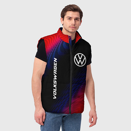 Мужской жилет Volkswagen красный карбон / 3D-Черный – фото 3