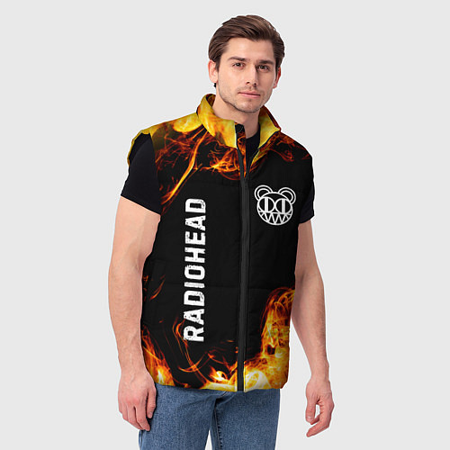 Мужской жилет Radiohead и пылающий огонь / 3D-Черный – фото 3