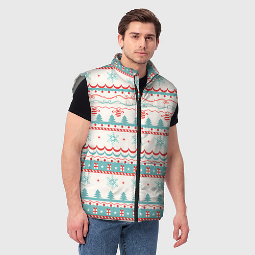 Мужской жилет Новогодний свитер, но без оленей / 3D-Светло-серый – фото 3