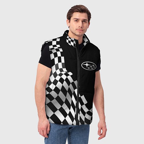 Мужской жилет Subaru racing flag / 3D-Черный – фото 3