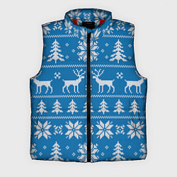 Мужской жилет Рождественский синий свитер с оленями, цвет: 3D-красный