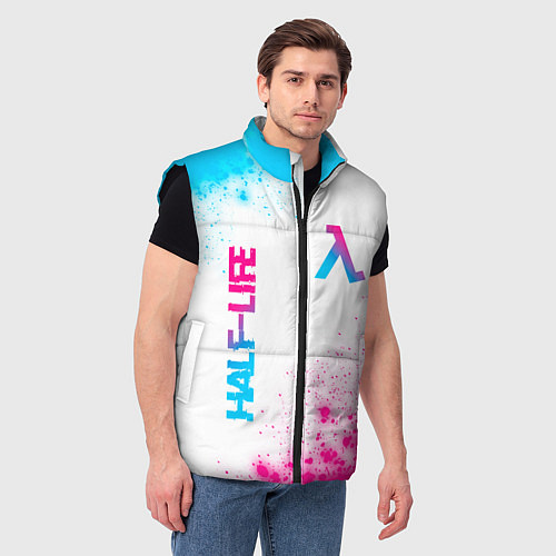 Мужской жилет Half-Life neon gradient style: надпись, символ / 3D-Черный – фото 3
