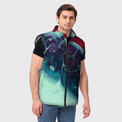 Мужской жилет Вода и краски - синие и красные, цвет: 3D-светло-серый — фото 2