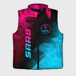 Мужской жилет Saab - neon gradient: надпись, символ, цвет: 3D-черный