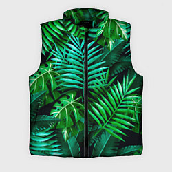 Мужской жилет Тропические растения - текстура, цвет: 3D-черный