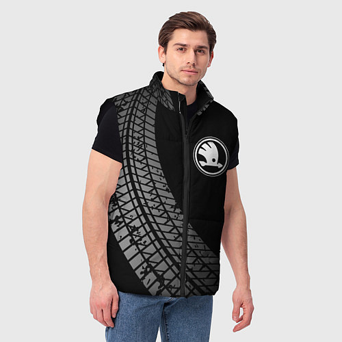Мужской жилет Skoda tire tracks / 3D-Черный – фото 3