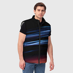 Мужской жилет Синие и оранжевые линии во тьме, цвет: 3D-светло-серый — фото 2