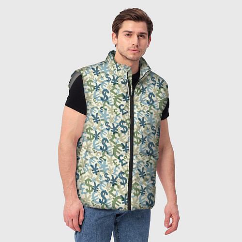 Мужской жилет Значки валют / 3D-Светло-серый – фото 3