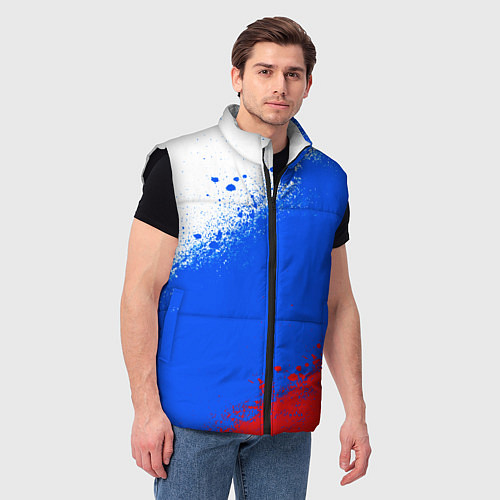 Мужской жилет Флаг России - триколор / 3D-Черный – фото 3