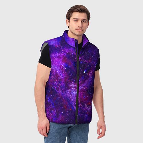Мужской жилет Неоновый космос и звезды / 3D-Светло-серый – фото 3