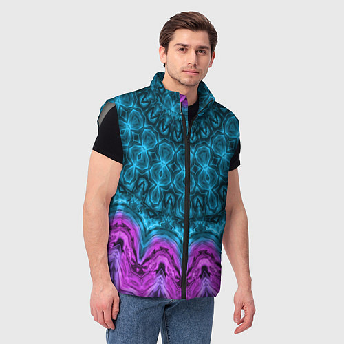 Мужской жилет Малиново-синий орнамент калейдоскоп / 3D-Светло-серый – фото 3