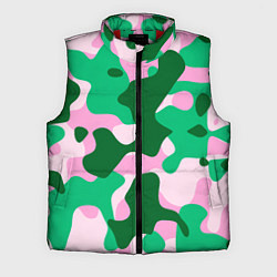 Мужской жилет Абстрактные зелёно-розовые пятна, цвет: 3D-красный