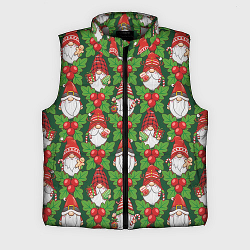 Мужской жилет Новогодние гномы - паттерн / 3D-Светло-серый – фото 1