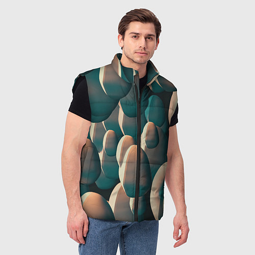 Мужской жилет Множество абстрактных летающих камней / 3D-Черный – фото 3
