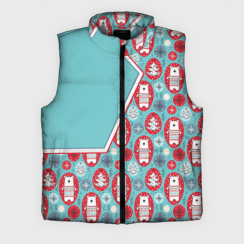 Мужской жилет Новогодние мишки / 3D-Светло-серый – фото 1