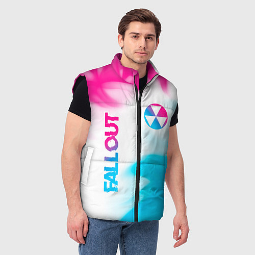 Мужской жилет Fallout neon gradient style: надпись, символ / 3D-Черный – фото 3