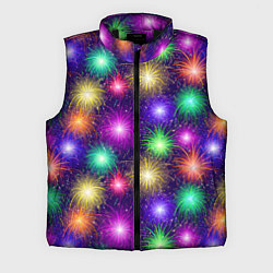 Мужской жилет Праздничный салют - фейерверк, цвет: 3D-черный