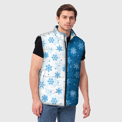 Мужской жилет Красивые снежинки / 3D-Черный – фото 3
