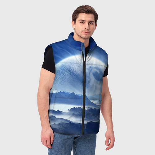 Мужской жилет Mountains - fantasy planet / 3D-Черный – фото 3