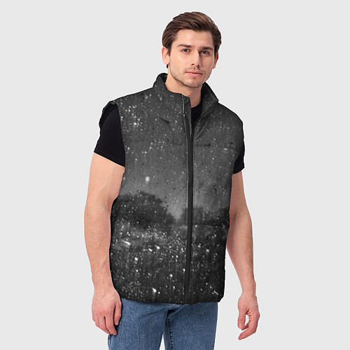 Мужской жилет Абстрактная тьма и следы белой краски / 3D-Черный – фото 3