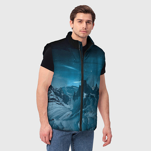 Мужской жилет Снежные горные вершины / 3D-Черный – фото 3