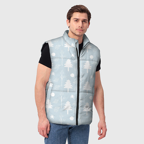 Мужской жилет Зимние ёлочки / 3D-Черный – фото 3