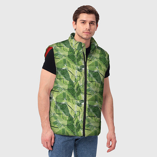 Мужской жилет Милитари листья крупные / 3D-Красный – фото 3