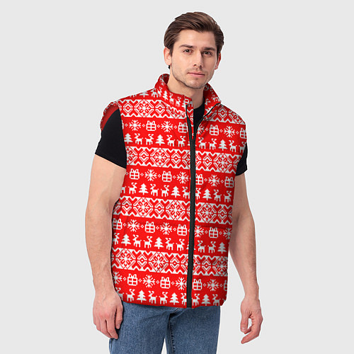 Мужской жилет New Years winter pattern / 3D-Красный – фото 3