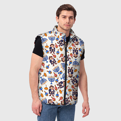 Мужской жилет Ханука - праздник света / 3D-Черный – фото 3