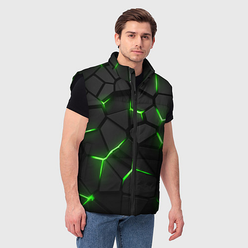 Мужской жилет Green neon steel / 3D-Черный – фото 3