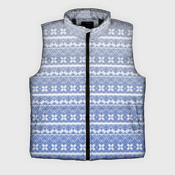 Мужской жилет Белый скандинавский орнамент на серо-голубом фоне, цвет: 3D-черный