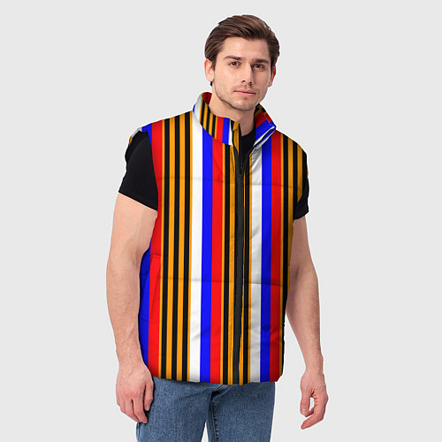 Мужской жилет Полосы триколор георгиевская лента / 3D-Черный – фото 3