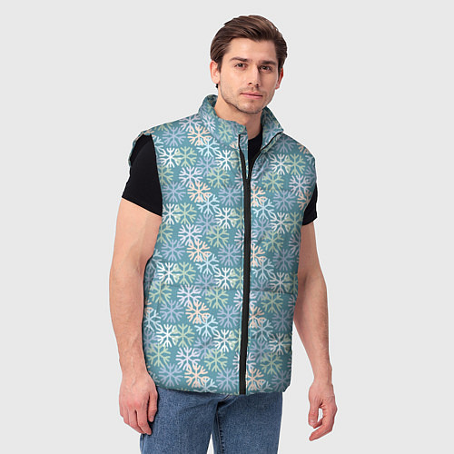Мужской жилет Узор из разноцветных снежинок / 3D-Черный – фото 3