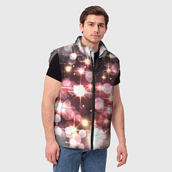 Мужской жилет Сияние розовых и золотых блесток на черном фоне, цвет: 3D-светло-серый — фото 2