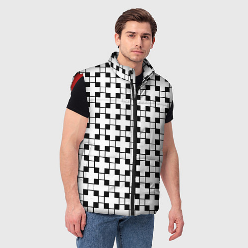Мужской жилет Геометрический черно-белый узор / 3D-Красный – фото 3
