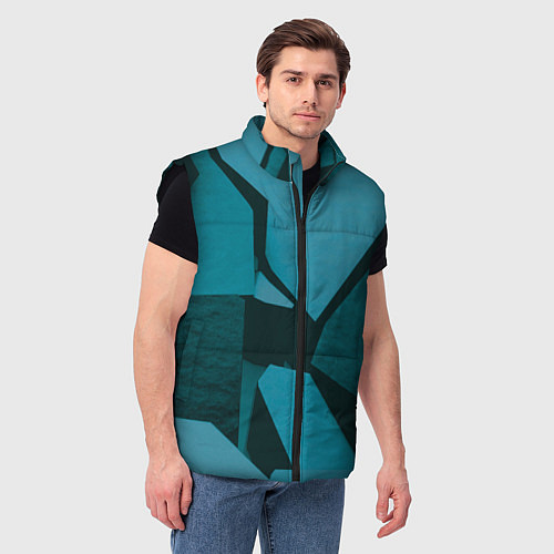 Мужской жилет Синие камни / 3D-Черный – фото 3